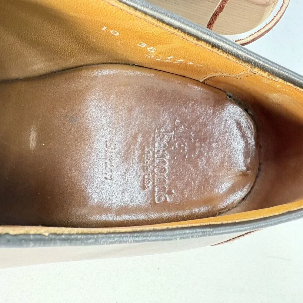 Allen Edmonds Burton Brown Leather Apron Toe Mens Blucher Dress Shoes 10